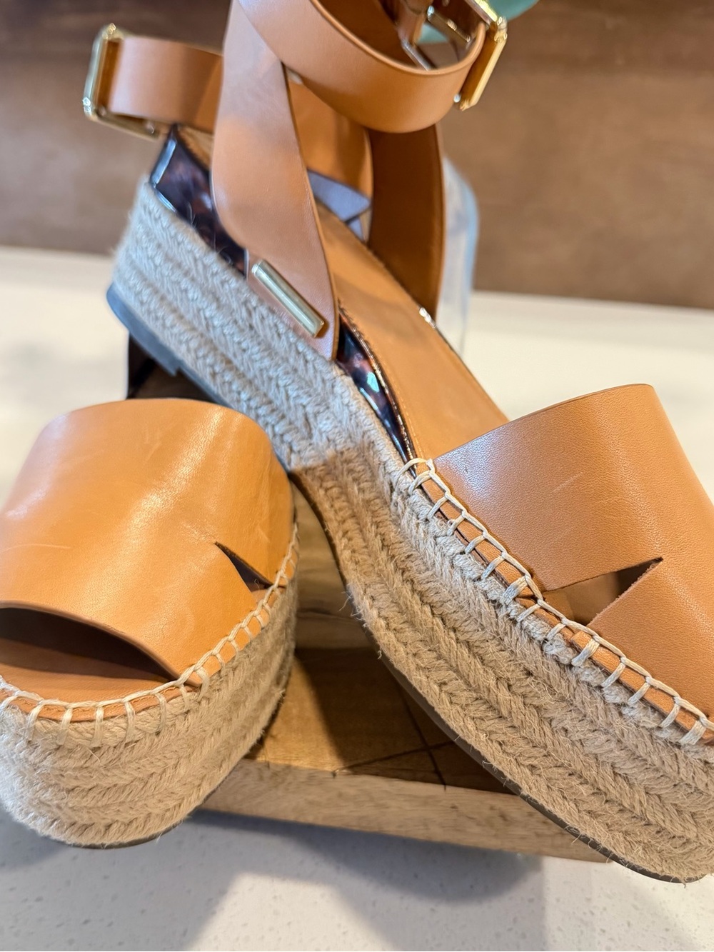 Sarto by Franco Sarto Lexie Ankle Strap Espadrille Sandal Camel Women Sz 10 - Picture 1 of 7
